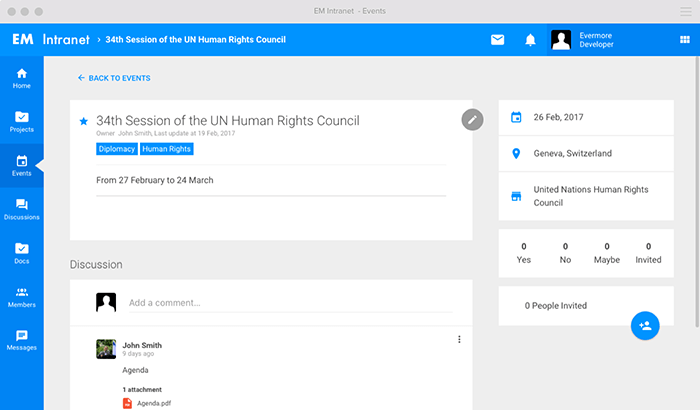 NGO Intranet - Event Management